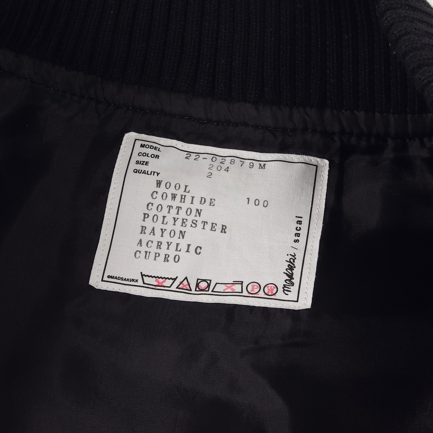 22AW × MADSAKI ロゴ 刺繍 レザースリーブ メルトン スタジャン (MADSAKI Wool Melton Studium blouson 22-02879M)