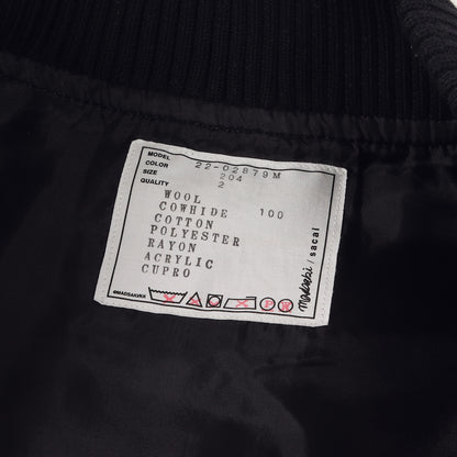 22AW × MADSAKI ロゴ 刺繍 レザースリーブ メルトン スタジャン (MADSAKI Wool Melton Studium blouson 22-02879M)