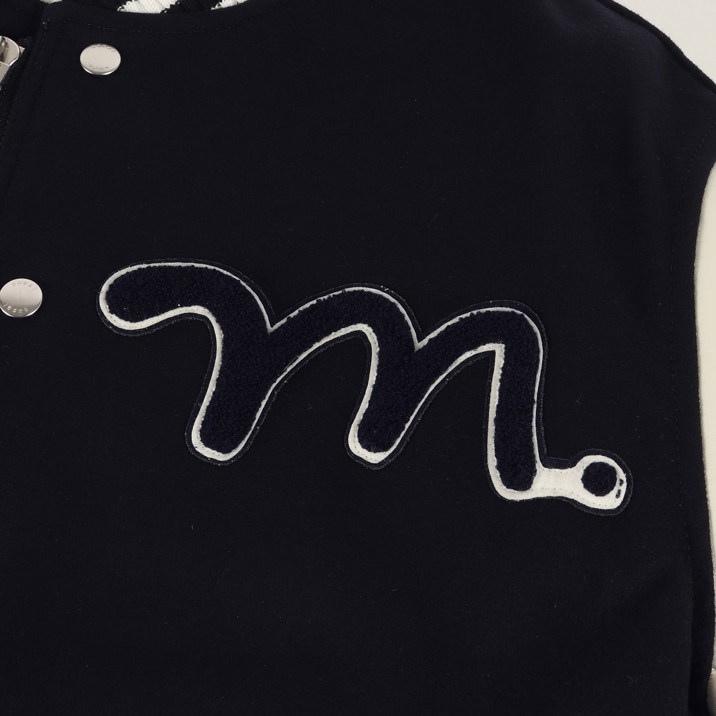 22AW × MADSAKI ロゴ 刺繍 レザースリーブ メルトン スタジャン (MADSAKI Wool Melton Studium blouson 22-02879M)