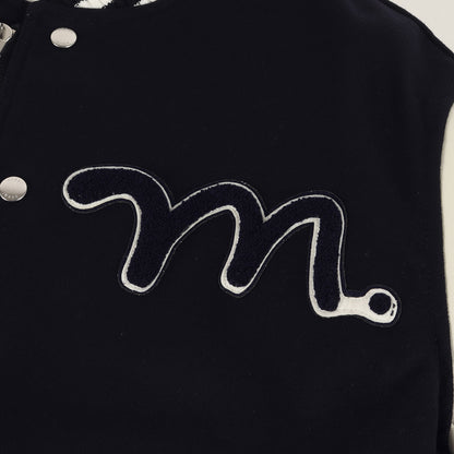 22AW × MADSAKI ロゴ 刺繍 レザースリーブ メルトン スタジャン (MADSAKI Wool Melton Studium blouson 22-02879M)
