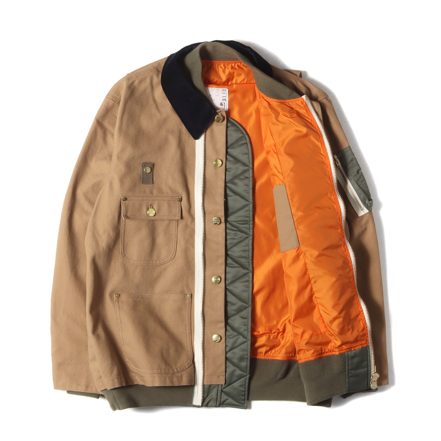 sacai carhartt ミシガンMA1 Sacai x Carhartt WIP Canvas MA-1 Michigan Jacket Black Men's