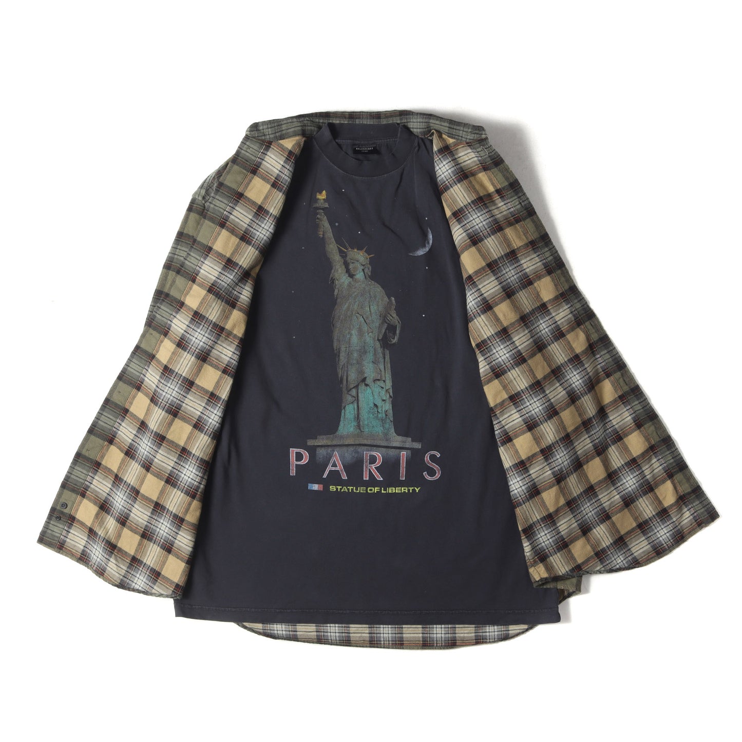 24AW グラフィックTシャツ レイヤード オーバーサイズ チェック ネルシャツ(L/S Paris Liberty Layered Shirt XC24 794656 TQM20 2880)