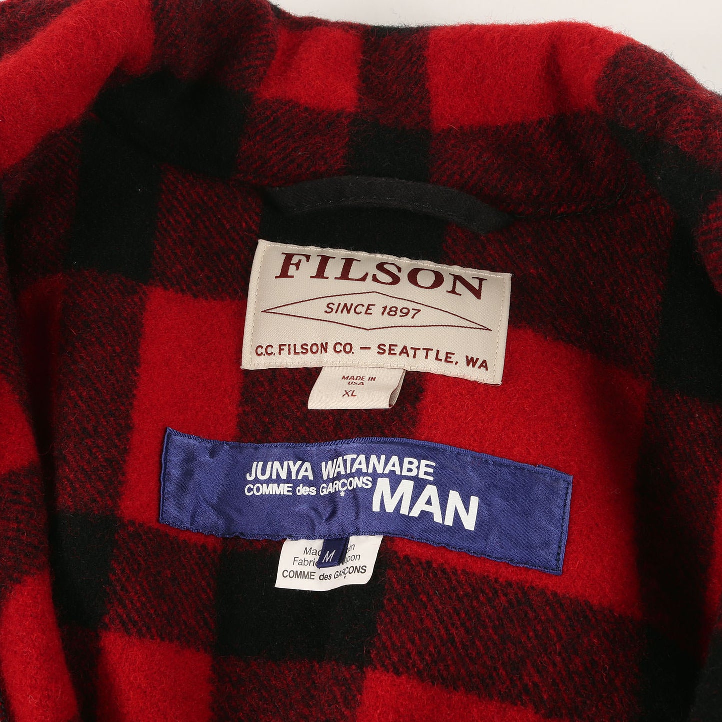 18AW × FILSON レザーエルボーパッチ リフレクター 切替 チェック ツイード マッキーノ ジャケット (WB-J105)