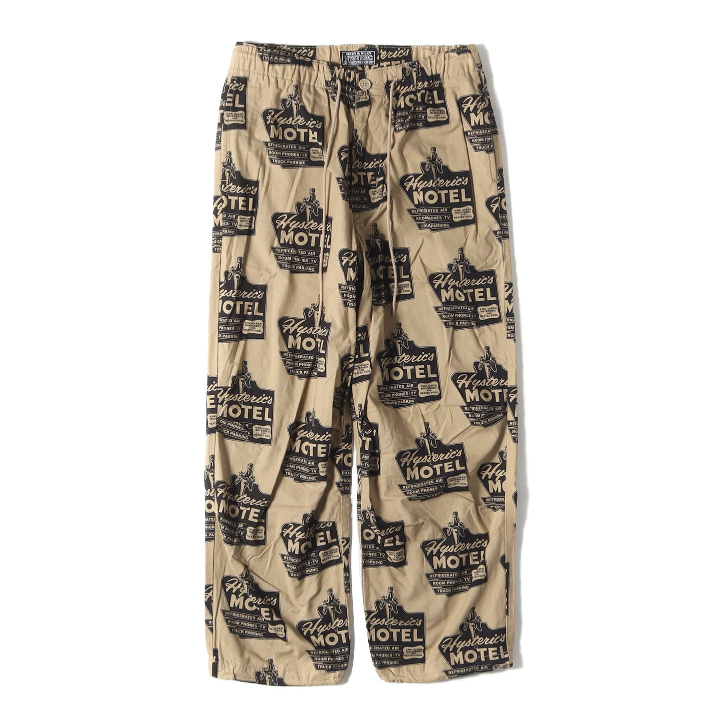 24SS HYSTERIC MOTEL柄 イージー ワイド パンツ (02241AP12) / ジッパーフライ