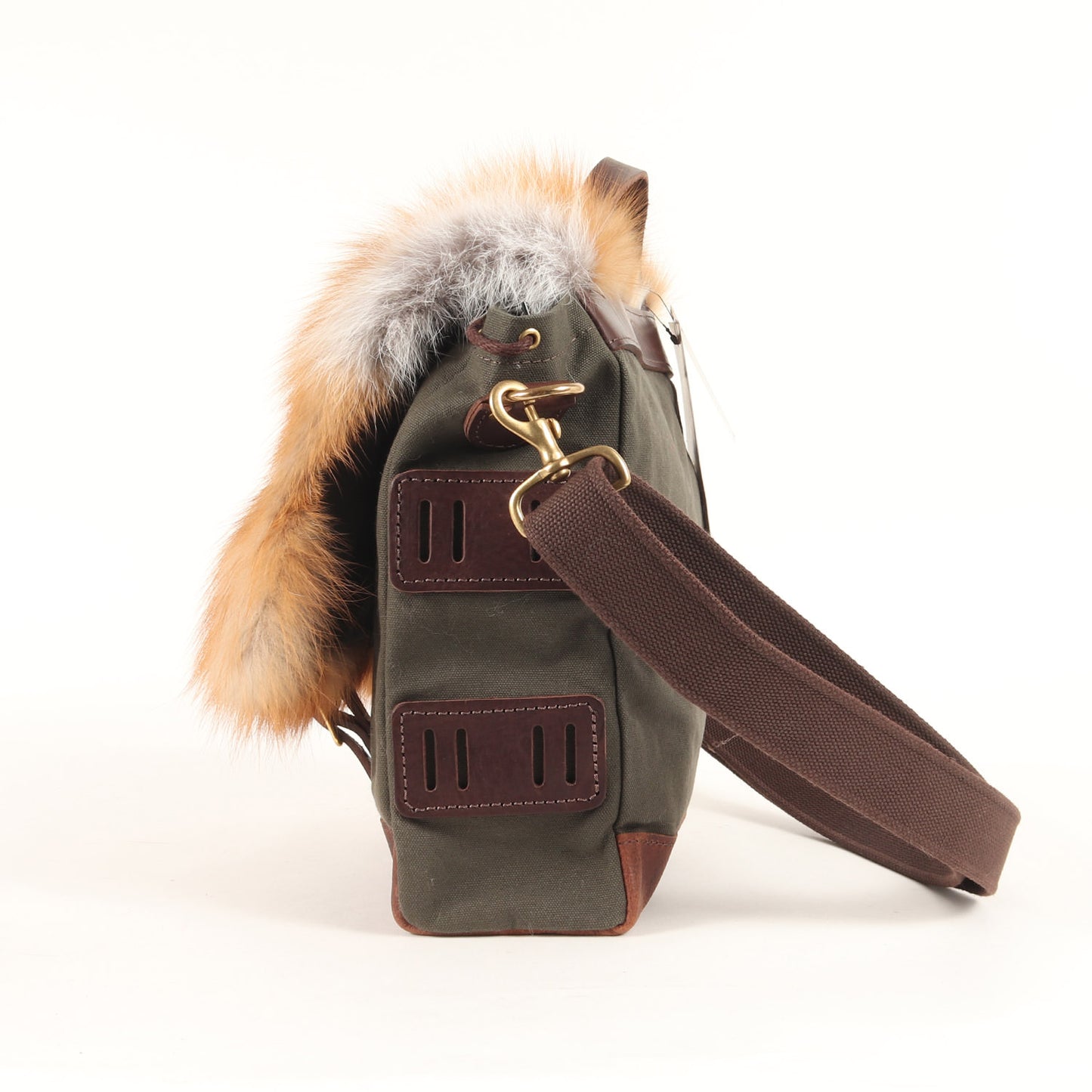 23AW フォックスファー フラップ キャンバス ショルダーバッグ (MINI-REPORTER With Real Fox SMFX029)