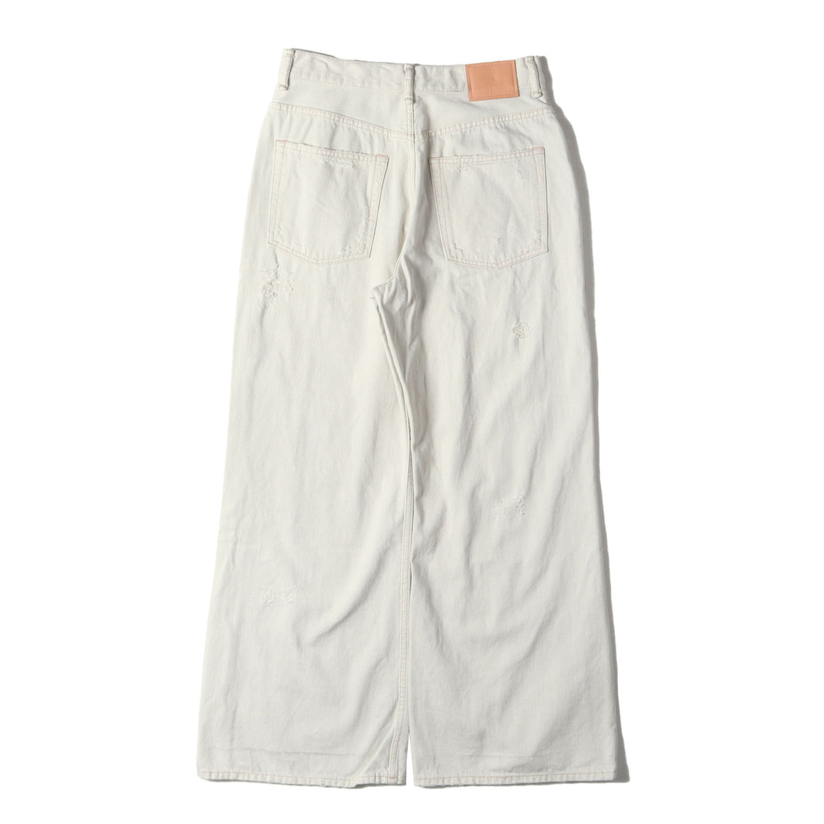 クラッシュ加工 ワイド デニム パンツ (2022 Split White) / ジッパーフライ