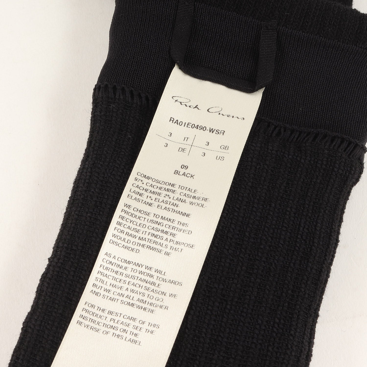 RICK OWENS (リックオウエンス) カシミヤウール ハイソックス