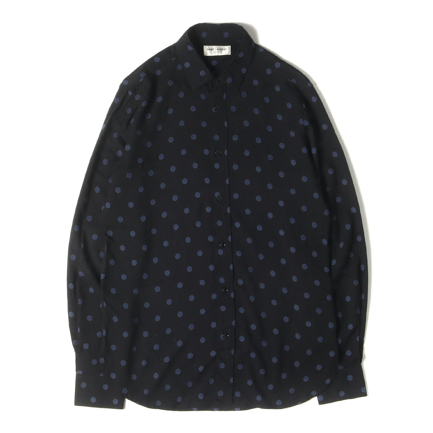 ポルカドット レーヨン ドレス シャツ (376919 Y324P)