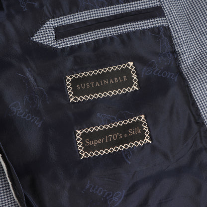 マイクロチェック Super170s ウール シルク 2B テーラード ジャケット (RG0D0R) / Sustainable