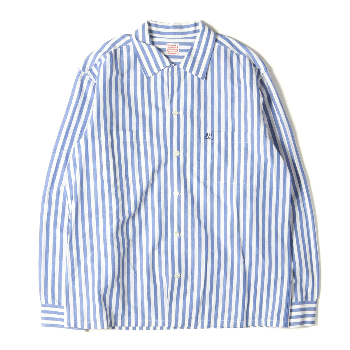 ストライプ コットン リネン オープンカラー シャツ (SD STRIPE OPEN COLLAR SHIRT)