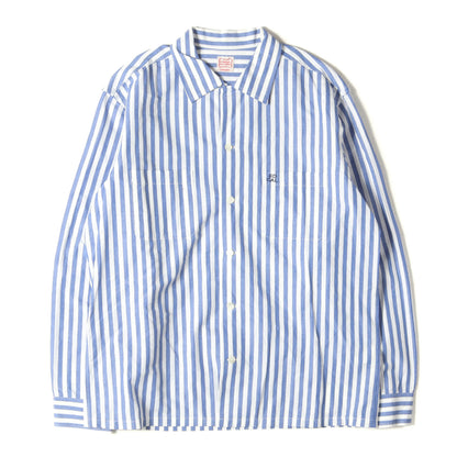 ストライプ コットン リネン オープンカラー シャツ (SD STRIPE OPEN COLLAR SHIRT)