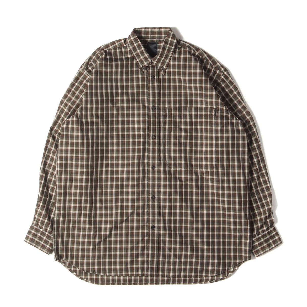 23AW ミニプレイドチェック ポリ ボタンダウンシャツ (TECH BUTTON DOWN SHIRT L/S MINI PLAIDS BE-85023W)