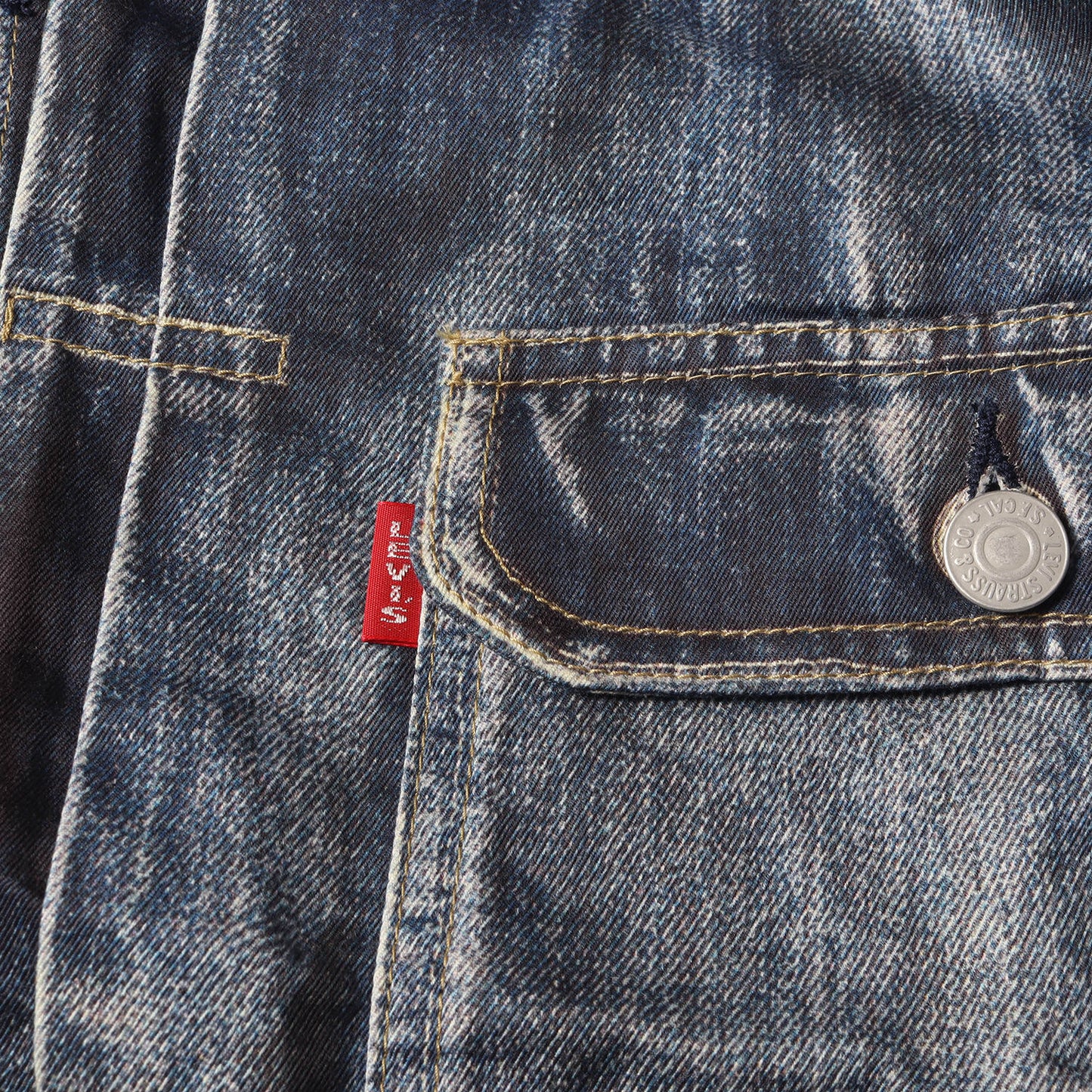 22SS × Levis × BerBerJin デニム 転写 プリント コットンリネン トラッカー ジャケット (WI-J907)