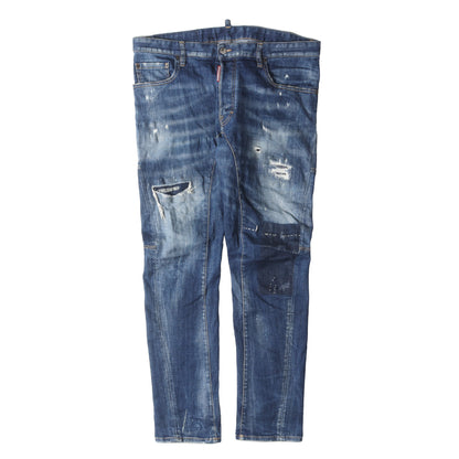 ダメージリペア加工 立体裁断 ストレッチ デニムパンツ (Tidy Biker Jeans S71LB0493 S30342)
