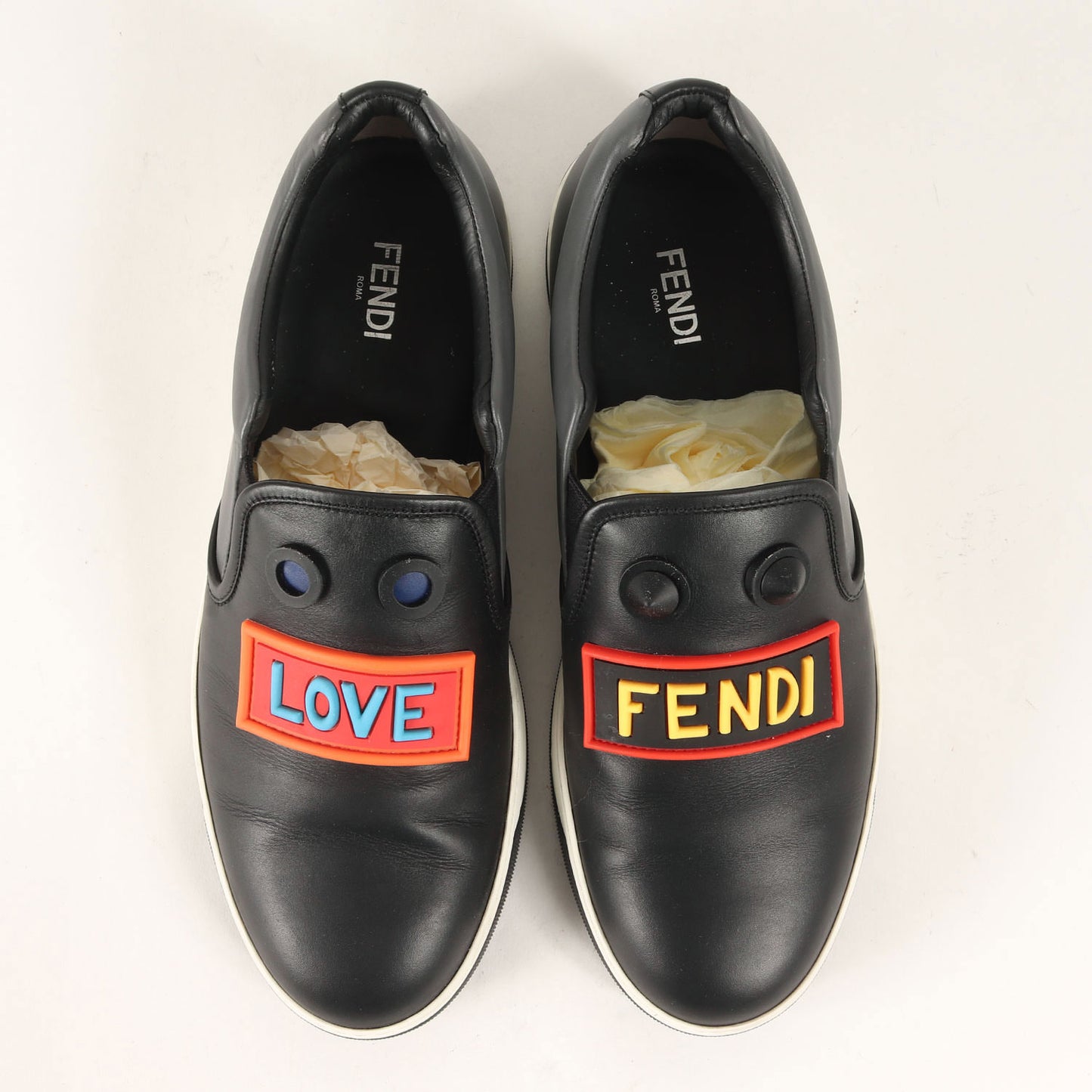 ボキャブラリー LOVE FENDI ボックスロゴ レザー スリッポン