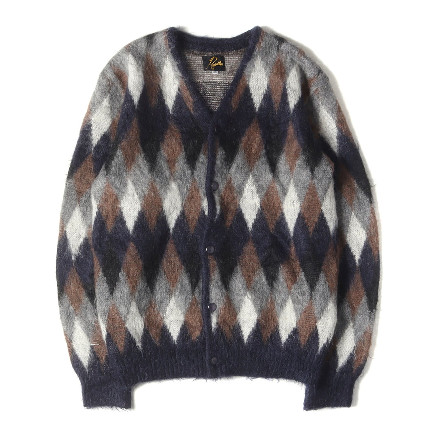 アーガイル柄 モヘヤ ウール ニット カーディガン (Mohair Cardigan Diamond BG258)