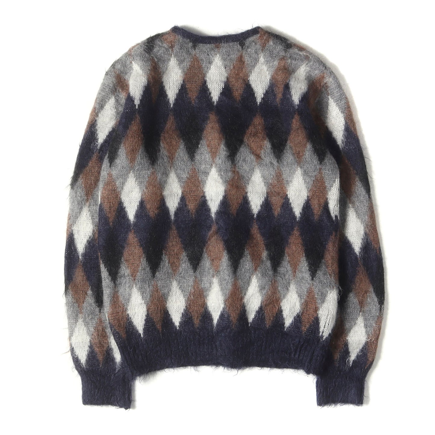 アーガイル柄 モヘヤ ウール ニット カーディガン (Mohair Cardigan Diamond BG258)