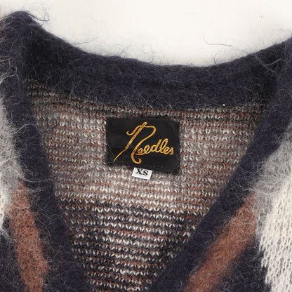 アーガイル柄 モヘヤ ウール ニット カーディガン (Mohair Cardigan Diamond BG258)