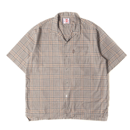グレンチェック オープンカラー コットンテンセル 半袖 シャツ (3/4 Length Shirt SC2110-SH11)