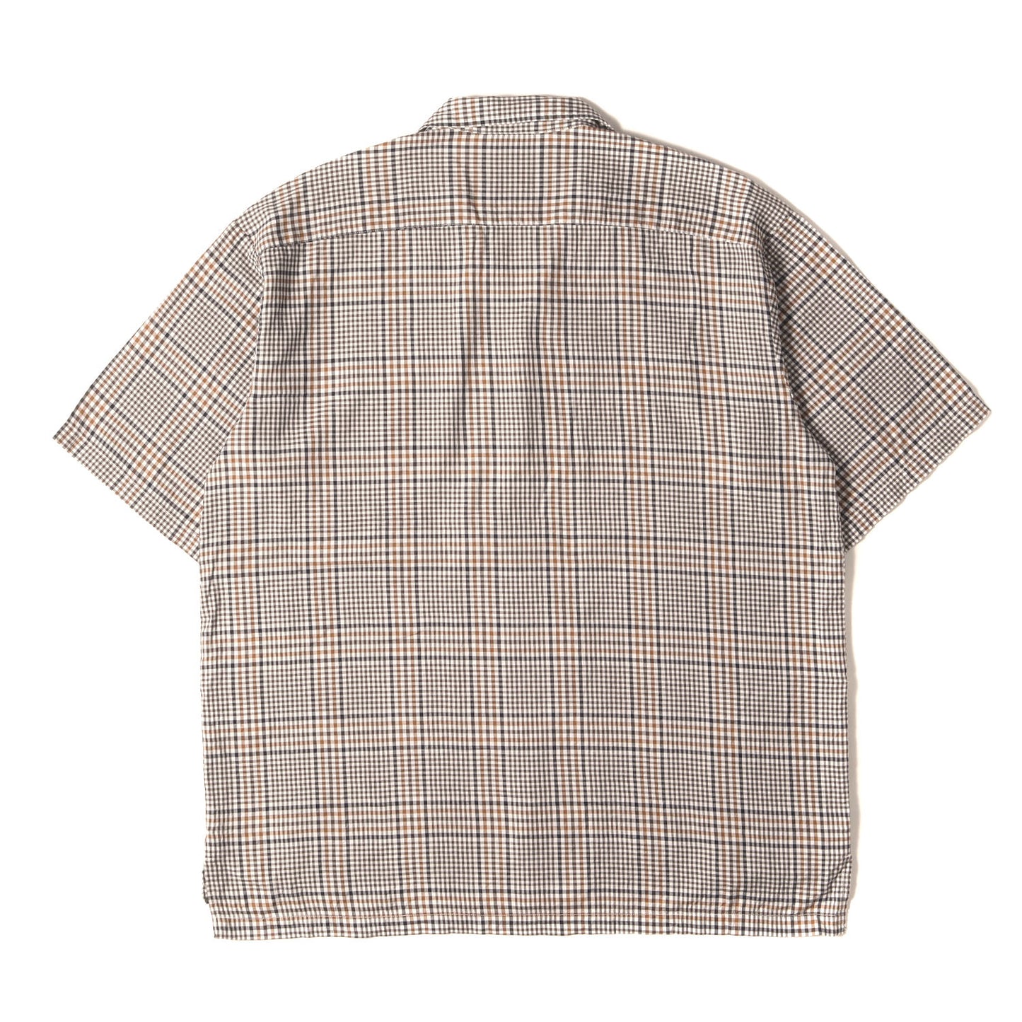 グレンチェック オープンカラー コットンテンセル 半袖 シャツ (3/4 Length Shirt SC2110-SH11)