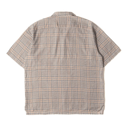 グレンチェック オープンカラー コットンテンセル 半袖 シャツ (3/4 Length Shirt SC2110-SH11)