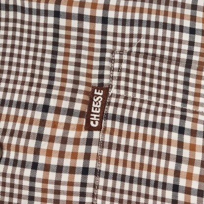 グレンチェック オープンカラー コットンテンセル 半袖 シャツ (3/4 Length Shirt SC2110-SH11)