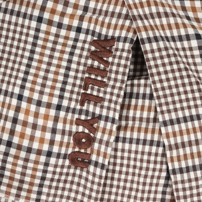 グレンチェック オープンカラー コットンテンセル 半袖 シャツ (3/4 Length Shirt SC2110-SH11)