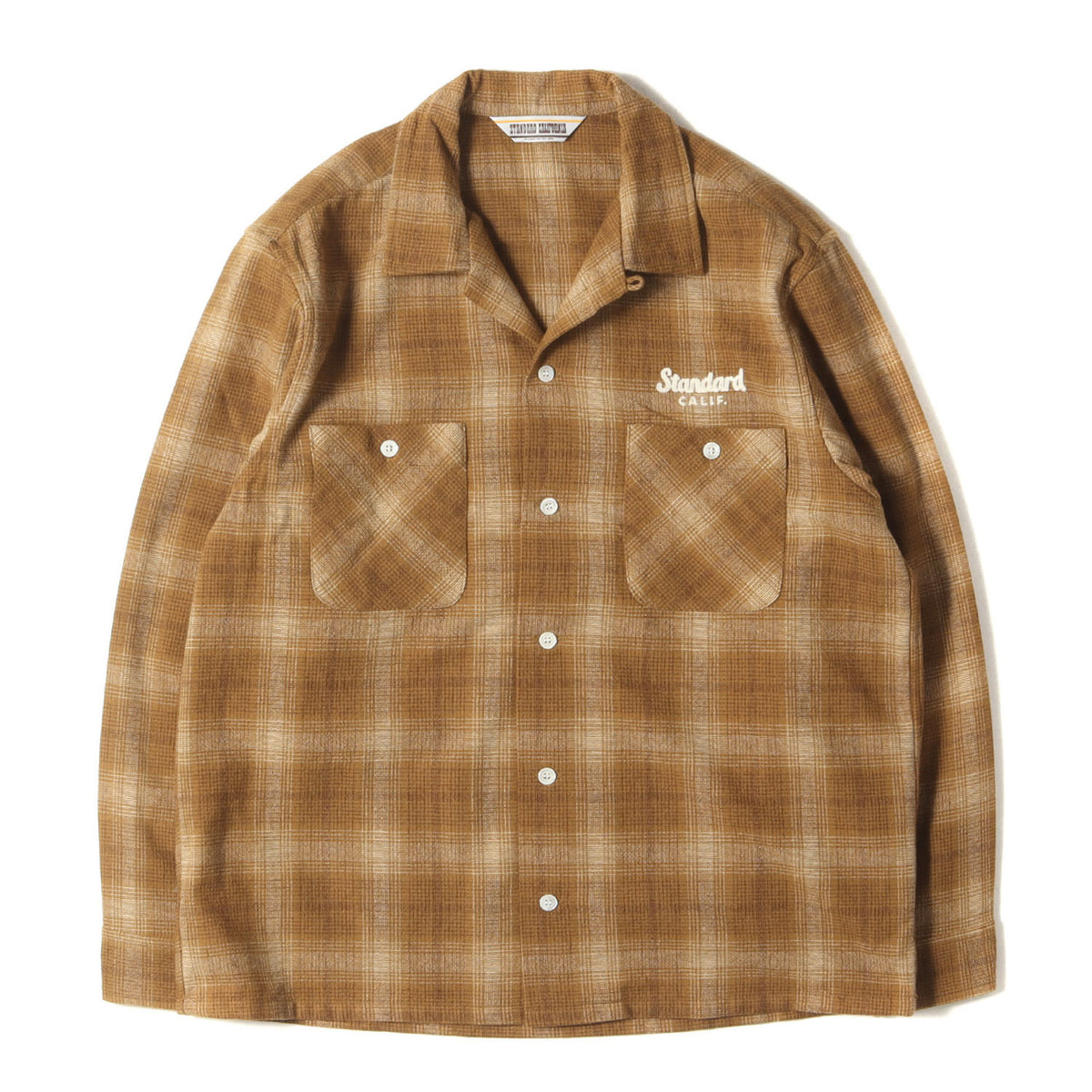 24AW チェーン ロゴ 刺繍 オンブレチェック ウール オープンカラー シャツ (SD Wool Check Shirt)