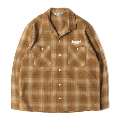 24AW チェーン ロゴ 刺繍 オンブレチェック ウール オープンカラー シャツ (SD Wool Check Shirt)