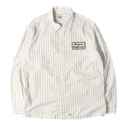 21SS チェーン ロゴ ワッペン 刺繍 ストライプ ポリコットン ワークシャツ (SD T/C Stripe Work Shirt LS)