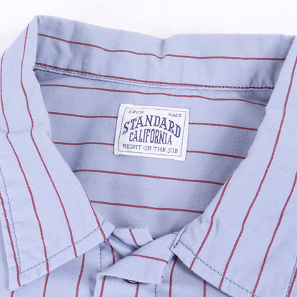 21SS チェーン ロゴ ワッペン 刺繍 ストライプ ポリコットン ワークシャツ (SD T/C Stripe Work Shirt LS)