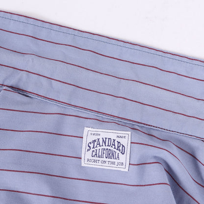 21SS チェーン ロゴ ワッペン 刺繍 ストライプ ポリコットン ワークシャツ (SD T/C Stripe Work Shirt LS)