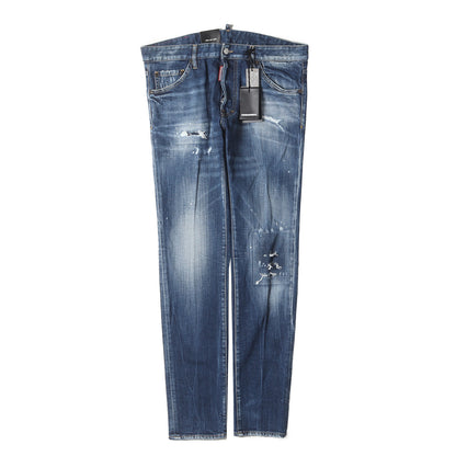 クラッシュリペア加工 スリム テーパード ストレッチ デニム パンツ (COOL GUY JEAN S71LN0723) / ボタンフライ