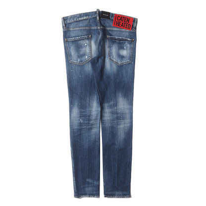 クラッシュリペア加工 スリム テーパード ストレッチ デニム パンツ (COOL GUY JEAN S71LN0723) / ボタンフライ
