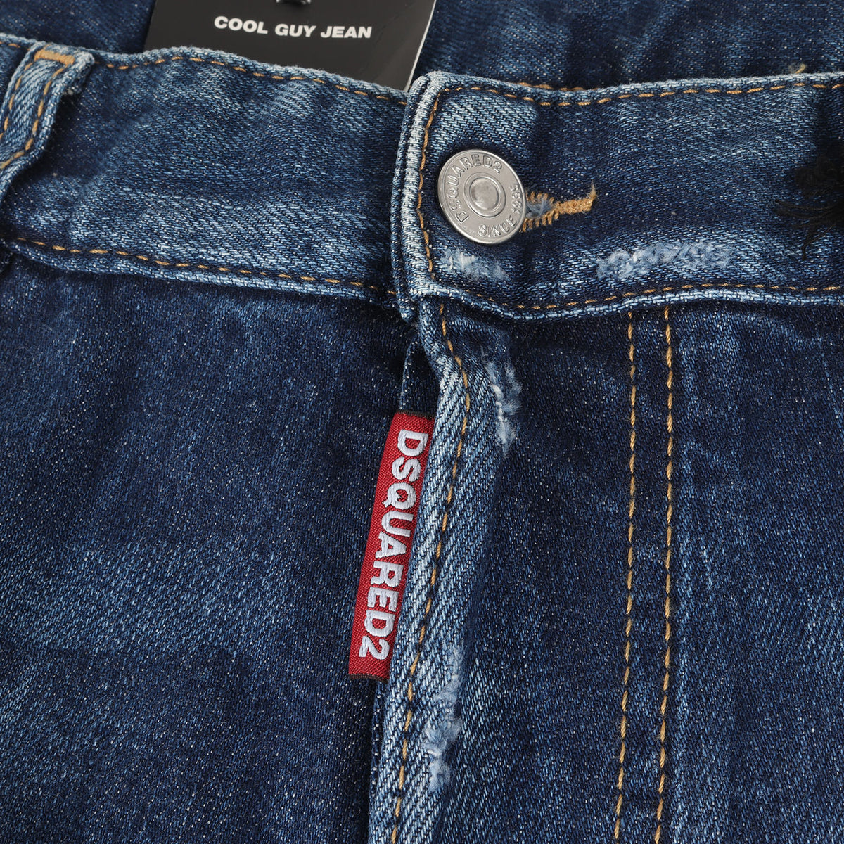 クラッシュリペア加工 スリム テーパード ストレッチ デニム パンツ (COOL GUY JEAN S71LN0723) / ボタンフライ