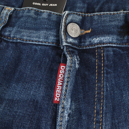 クラッシュリペア加工 スリム テーパード ストレッチ デニム パンツ (COOL GUY JEAN S71LN0723) / ボタンフライ