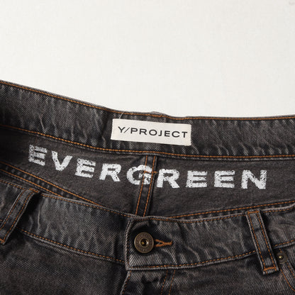 Evergreen パッチデザイン ワイド バギー テーパード デニムパンツ
