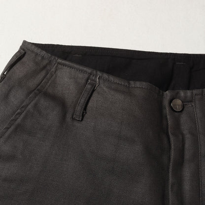 コーティング ストレッチ デニム アンクルカット サルエルパンツ (969964) / ジッパーフライ