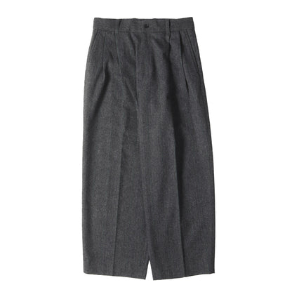 22AW ストライプ 2タック ヘリンボーンウール スラックスパンツ(BELTED WIDE STRAIGHT TROUSERS)