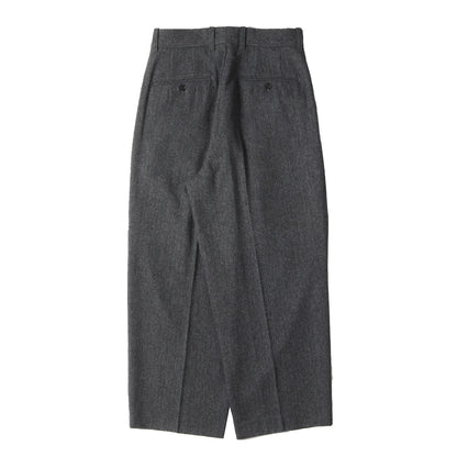 22AW ストライプ 2タック ヘリンボーンウール スラックスパンツ(BELTED WIDE STRAIGHT TROUSERS)