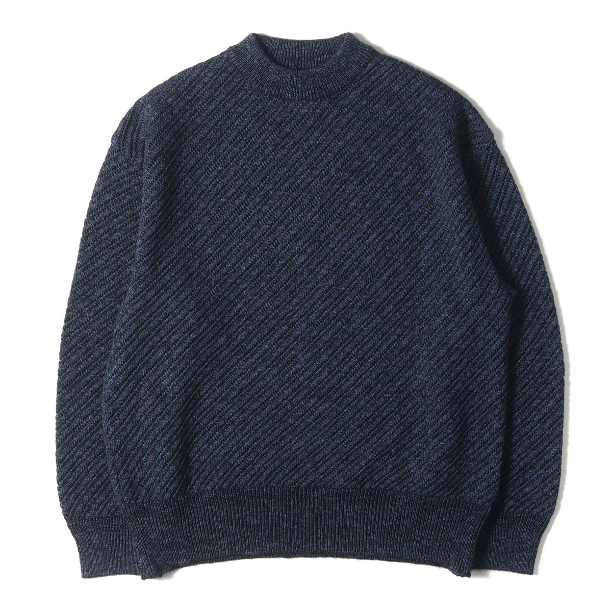 24AW スラブヤーン バイアス メッシュ ブレンド ニット (Slub Yarn Mixed Bias Mesh Prime-Over Crew Neck Knit Pullover 11242361327)