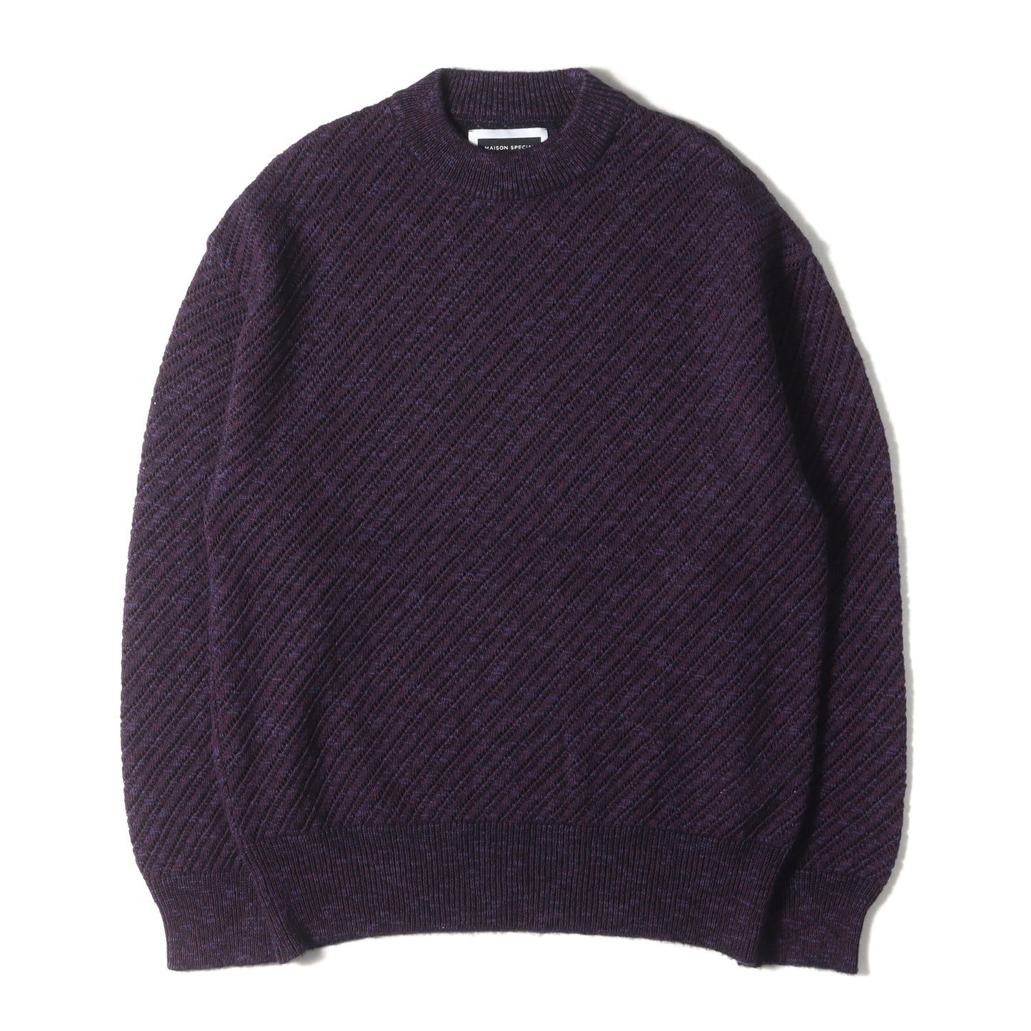 24AW スラブヤーン バイアス メッシュ ブレンド ニット (Slub Yarn Mixed Bias Mesh Prime-Over Crew Neck Knit Pullover 11242361327)