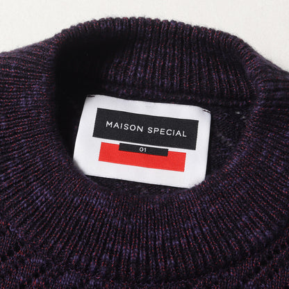24AW スラブヤーン バイアス メッシュ ブレンド ニット (Slub Yarn Mixed Bias Mesh Prime-Over Crew Neck Knit Pullover 11242361327)