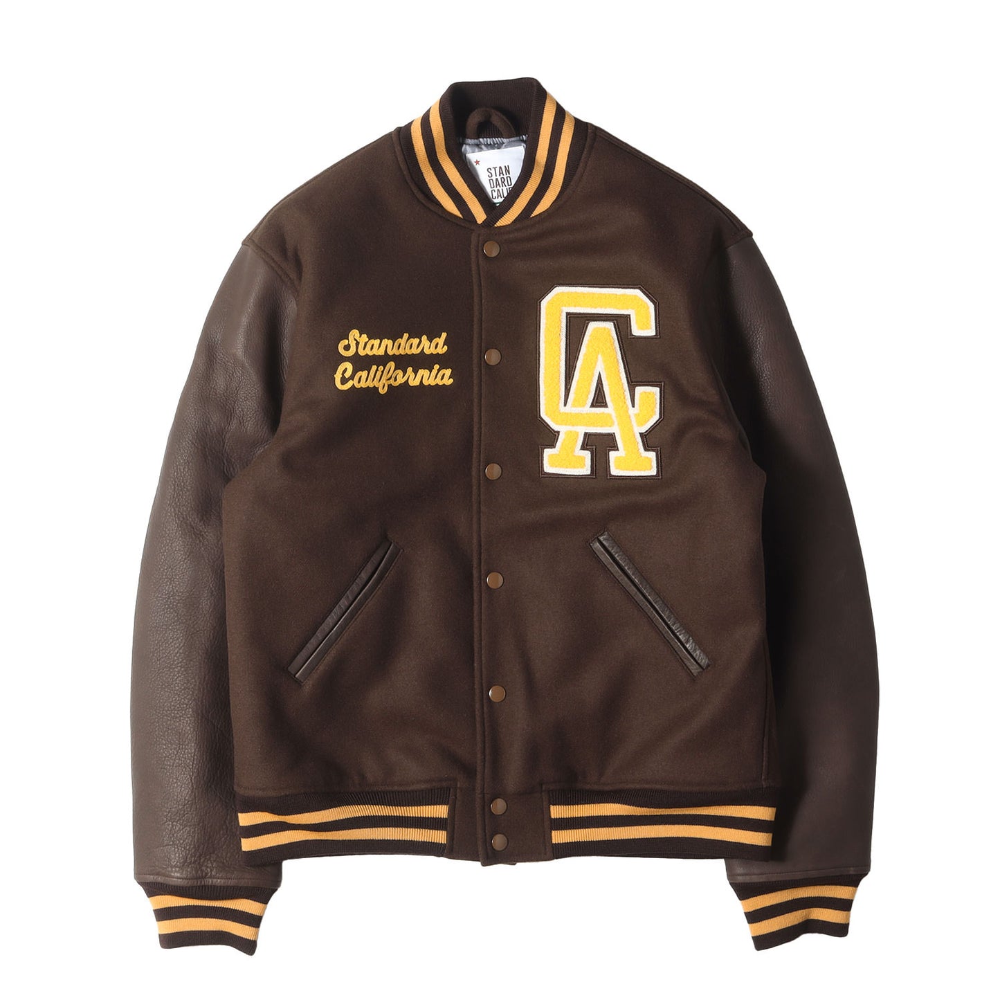 21AW ロゴ チェーン刺繍 ワッペン カウレザースリーブ メルトン スタジャン (SD Varsity Jacket)