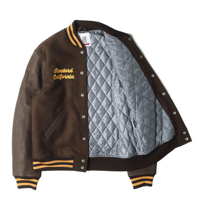 21AW ロゴ チェーン刺繍 ワッペン カウレザースリーブ メルトン スタジャン (SD Varsity Jacket)