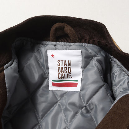 21AW ロゴ チェーン刺繍 ワッペン カウレザースリーブ メルトン スタジャン (SD Varsity Jacket)