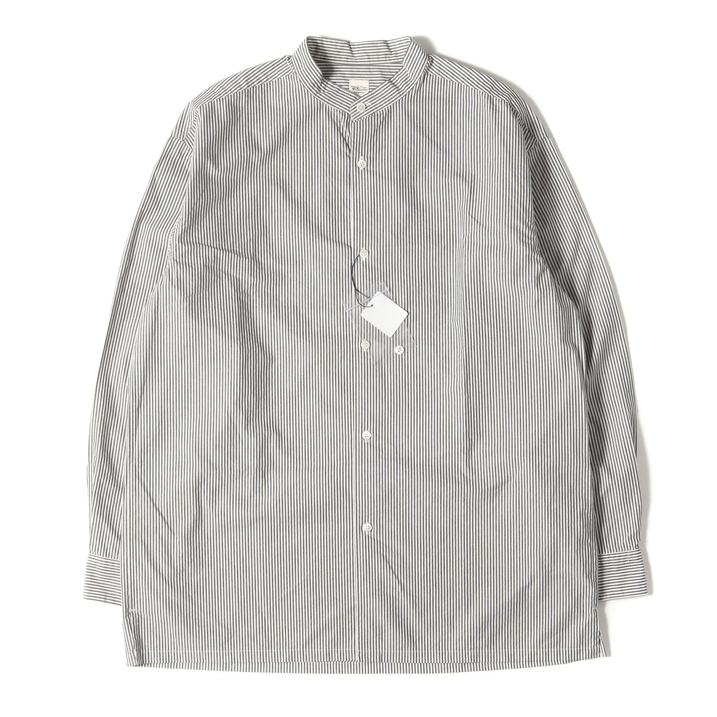 24AW ストライプ バンドカラー ドレス シャツ (Organic Cotton Kapok Striped Band Collar Shirt 4020700086)
