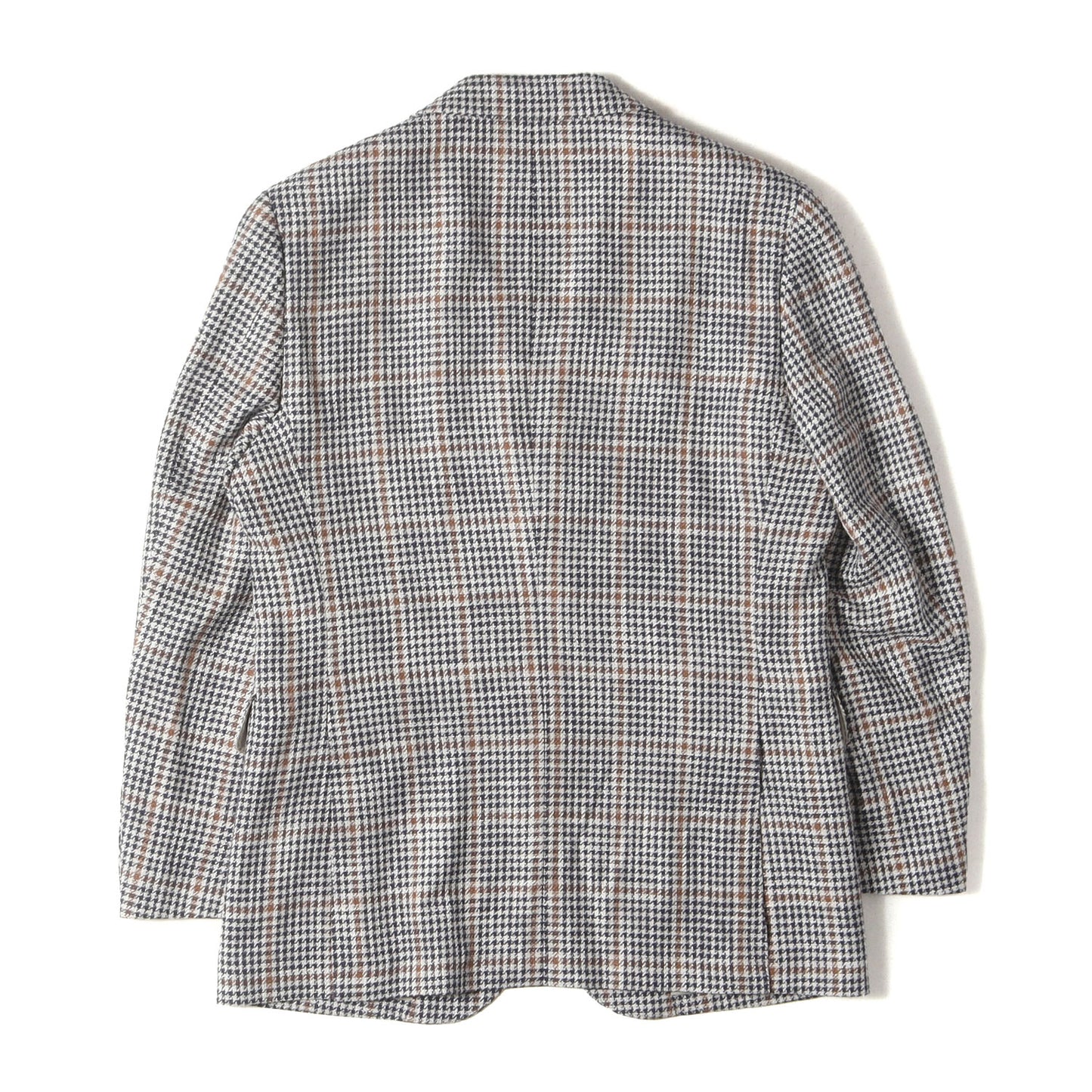 × LORO PIANA ガンクラブチェック シルク リネン混 ウール ツイード 段返り3B テーラード ジャケット (1271-14-0359)