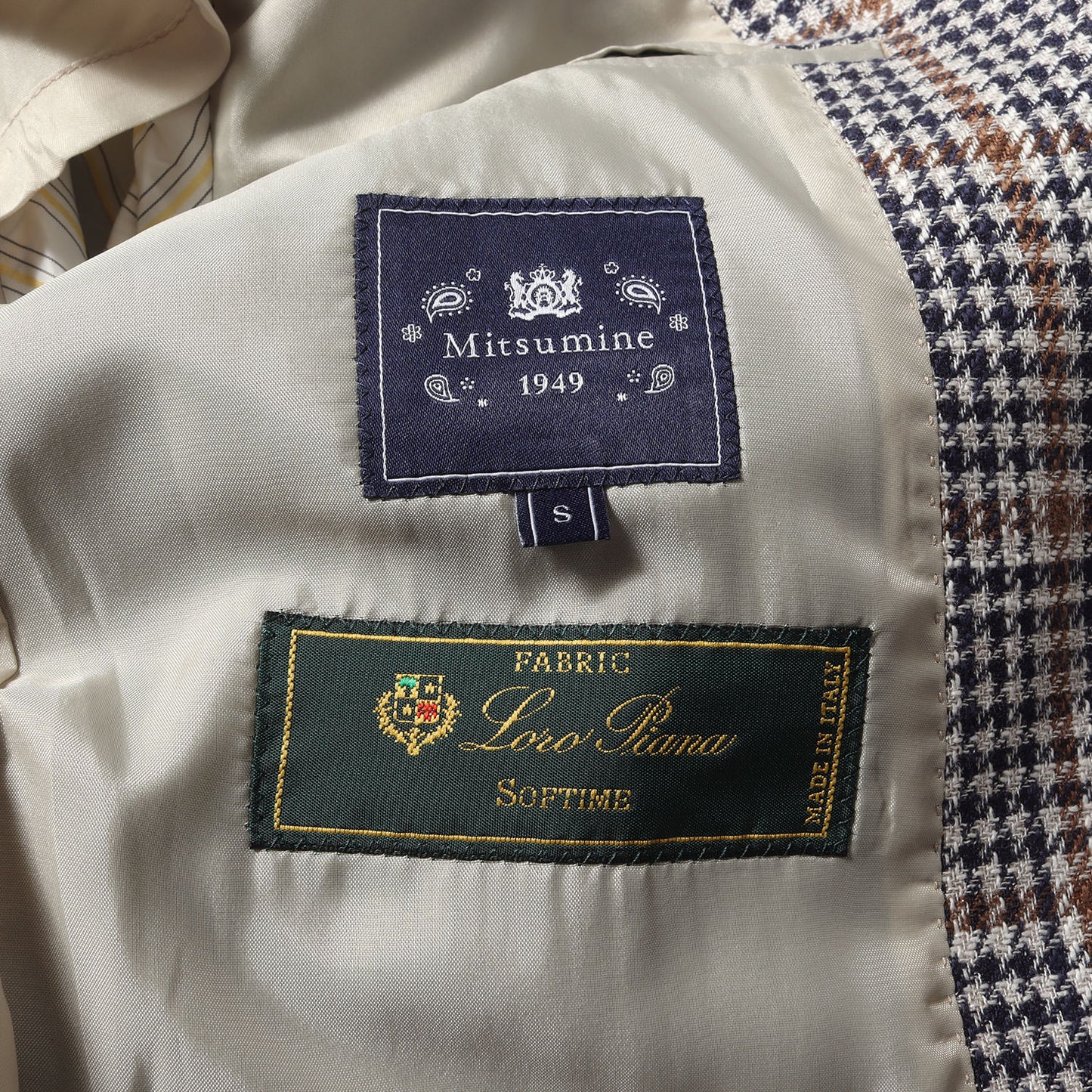 × LORO PIANA ガンクラブチェック シルク リネン混 ウール ツイード 段返り3B テーラード ジャケット (1271-14-0359)