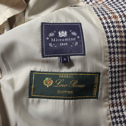 × LORO PIANA ガンクラブチェック シルク リネン混 ウール ツイード 段返り3B テーラード ジャケット (1271-14-0359)